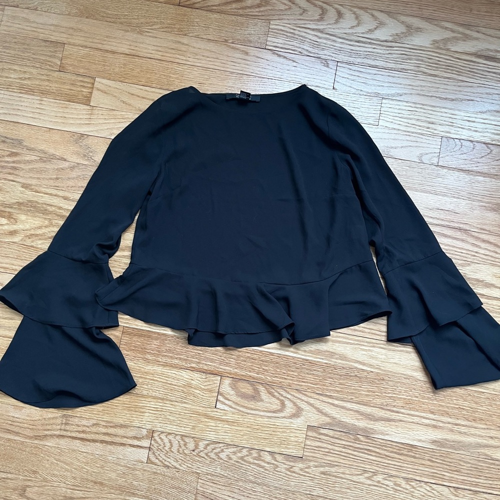 Forever 21 Black Ruffle Bell Sleeve Blouse